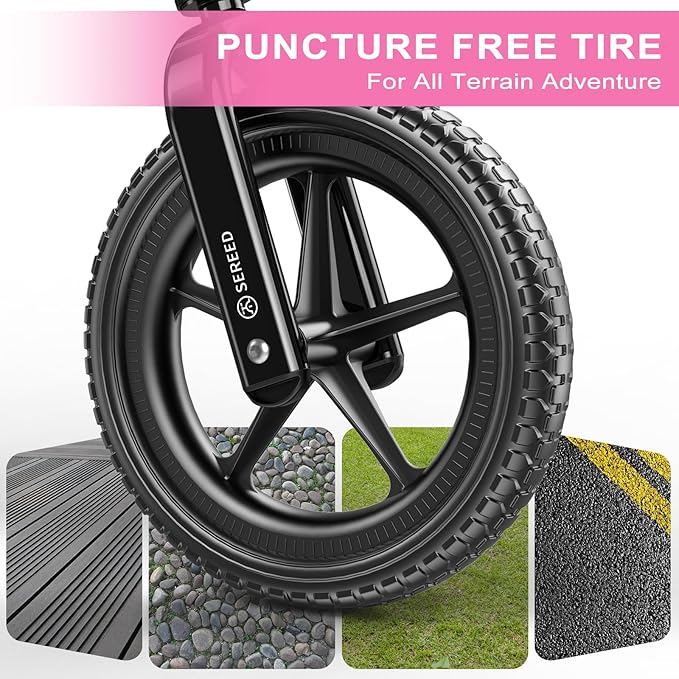 SEREED Toddler Balance Bike 2 Year Old, No Pedal Kids Toy Bike for 2-5 Years Old, Tool-Free Adjustment, Gift for 2-3 Boys Girls, Customize Plate with 3pcs Stickers (Rose Pink)