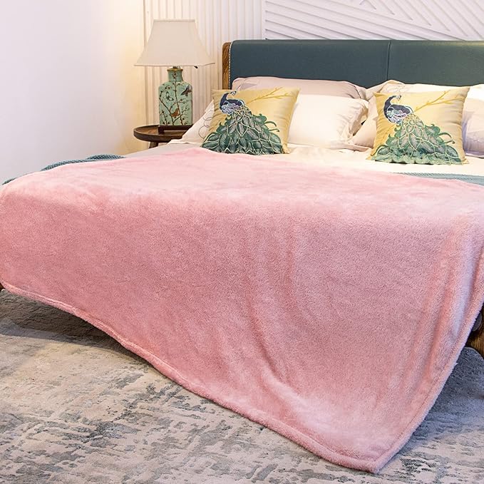obinsm Warm Blanket Pink Soft Fleece Blankets Throw Blankets for Bed