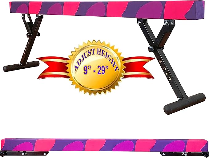 Adjustable Balance Beam 8 ft Gymnastic Beam Adjustable Height for Kids and Teenage of All Gymnastic Levels, Gymnastic Training Beam Gymnastic Equipment for Athlete Home and Gym Club Use