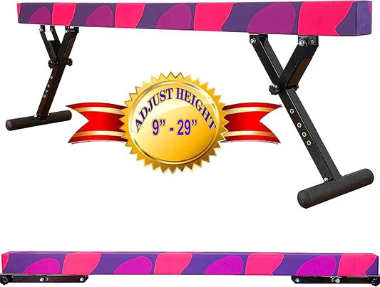 Adjustable Balance Beam 8 ft Gymnastic Beam Adjustable Height for Kids and Teenage of All Gymnastic Levels, Gymnastic Training Beam Gymnastic Equipment for Athlete Home and Gym Club Use