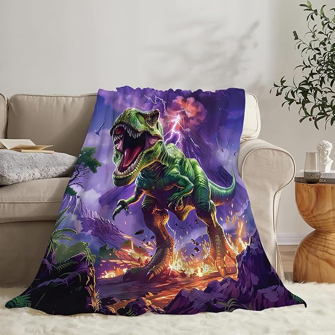 Dinosaur Blanket T-Rex Throw Blanket Dinosaur Gifts and Decor Funny Dinosaur Blanket for Boys Girls Women Men Kids Adults Soft Warm Cozy Fleece Blanket for Couch Sofa Bed 50"x40"