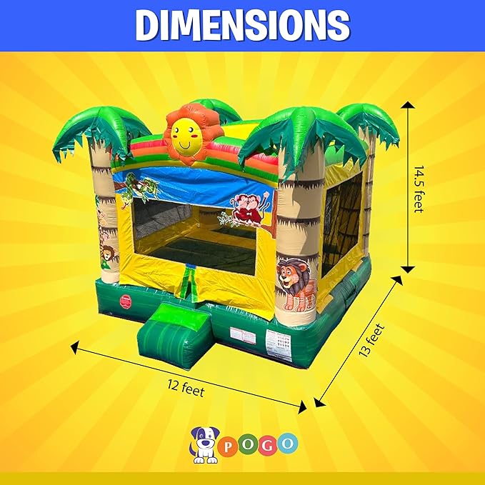 Crossover Tropical Smiley Face Inflatable Bounce House, Bouncy Jump Castle for Kids and Toddlers, Outdoor Birthday Party Jumping Bouncer, Commercial-Grade, Without Blower, 13 x 12 x 14.5 Ft