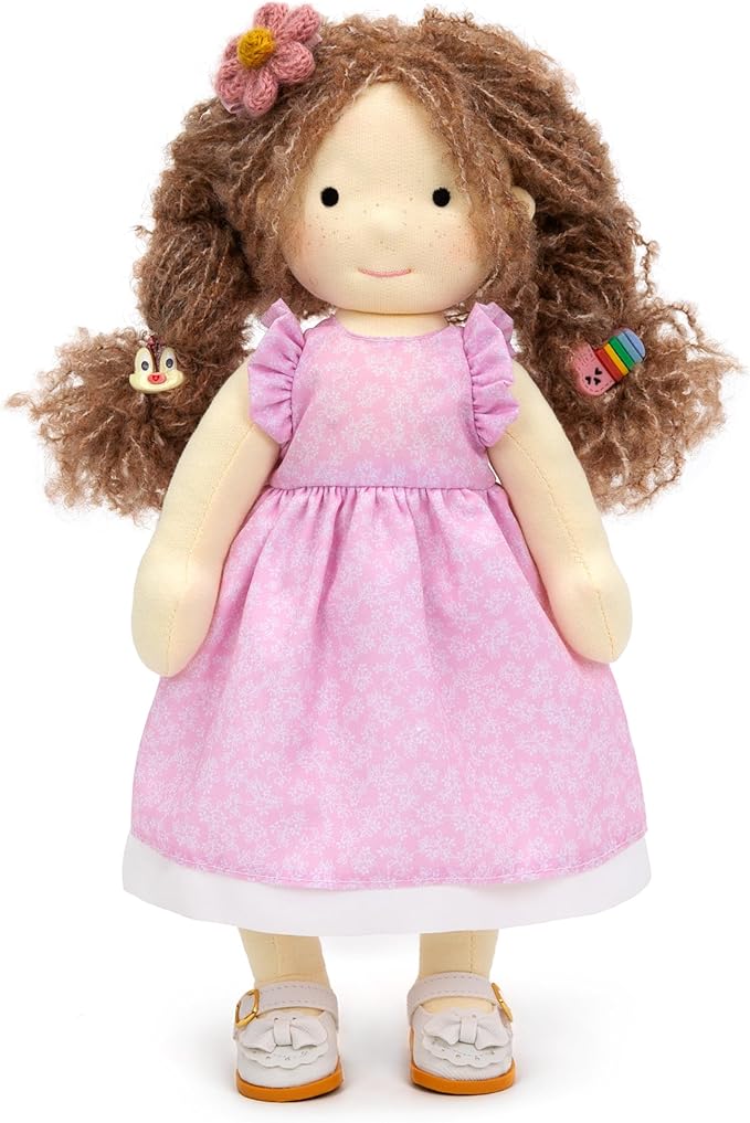 BlissfulPixie Handmade Waldorf Doll- Amy 12", Soft Girl Rag Doll with Cute Stuffed Plush, Ideal Present for Babies & Toddlers