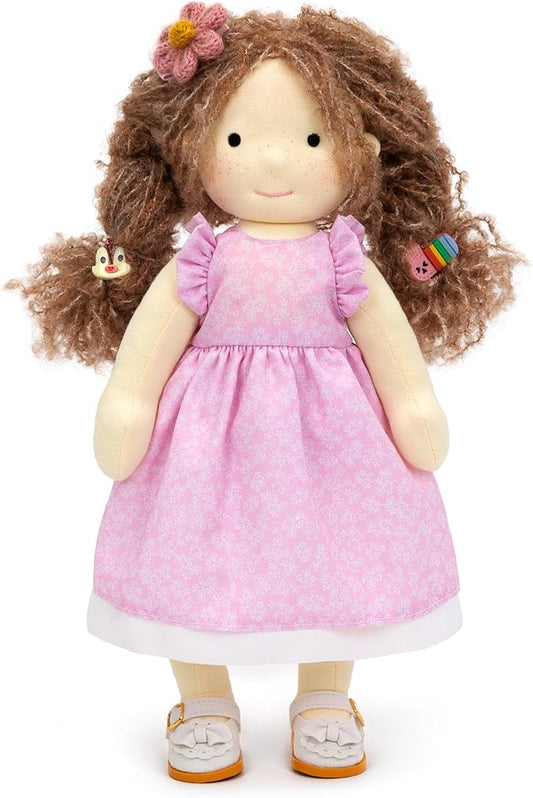 BlissfulPixie Handmade Waldorf Doll- Amy 12", Soft Girl Rag Doll with Cute Stuffed Plush, Ideal Present for Babies & Toddlers