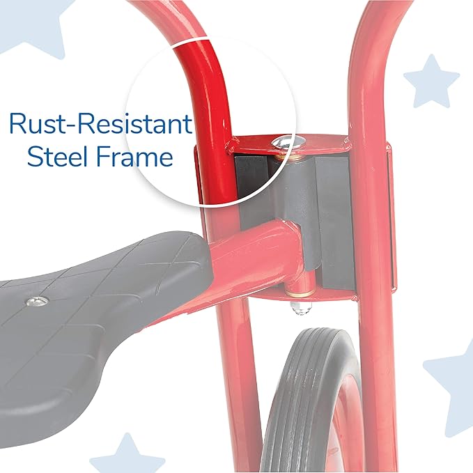 CLASSICRIDER Toddler Trike, Kids Tricycle for Riders Ages 3 and up, Preschool, Daycare, Playground Kids Tricycles, Rubber Tires, Red/Black, 10" Pedal Pusher LT