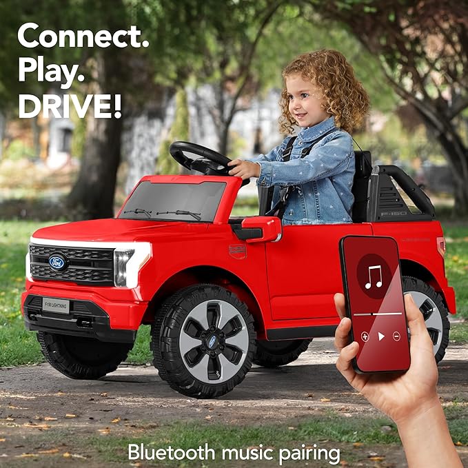 Best Choice Products Licensed Ford F-150 Lightning Truck Kids 12V Electric Ride On Car Toy w/ 66lb Weight Capacity, Parent Control, Bluetooth - Red