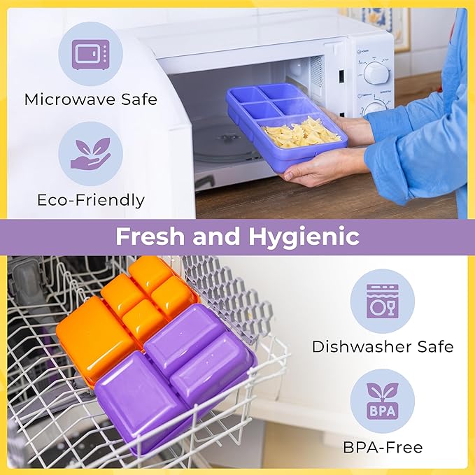 ovve® Ultimate Kids Bento Box & Cutlery Set - Leakproof Lunch Box for Kids with Interchangeable Inserts, BPA-Free, Dishwasher & Microwave Safe - Lunch Containers for School & Preschool (Purple)