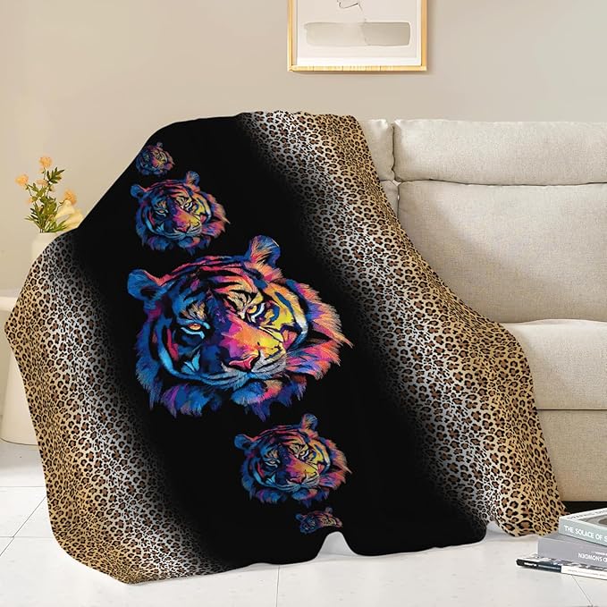 Tiger Throw Blanket Tiger Stuff Gifts for Kids Girls Boys Adults Women Men Soft Cozy Warm Plush Fluffy Fuzzy Fleece Blanket Decor 50''X60''