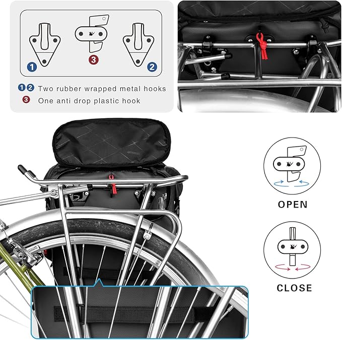 HUNTVP 20L Bike Pannier Bag Backpack Multifunctional Cycling Bicycle Rear Seat Trunk Pack Bag Bike Saddle Bag Backseat Pack Bag