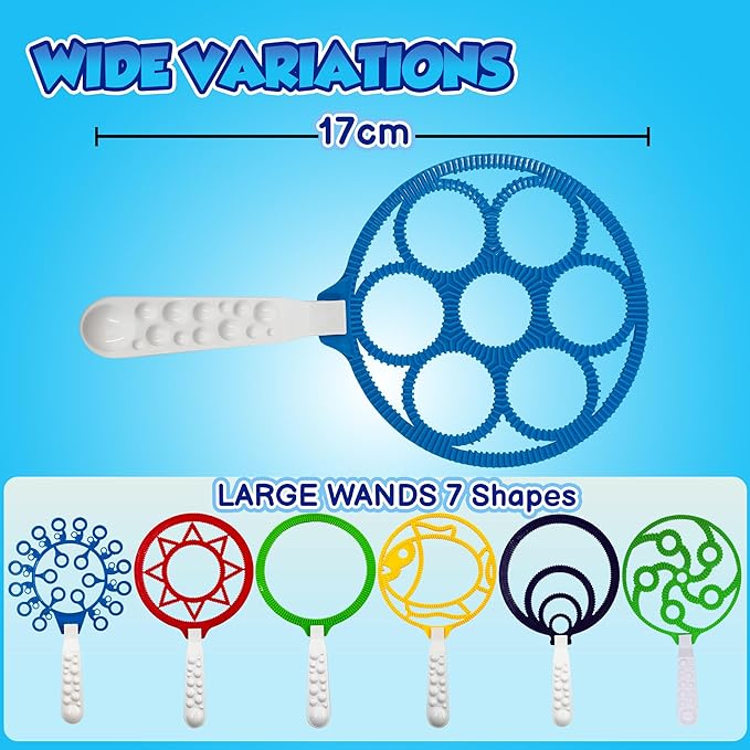 Giant Bubble Wands - Bubbles for Kids, Giant Bubbles, Bubble Toys, Large Blowing Rings, Variety Shapes Set for Big Soap Bubbles, Includes Huge Bubble Mix Solution Kit 11,19 Pack