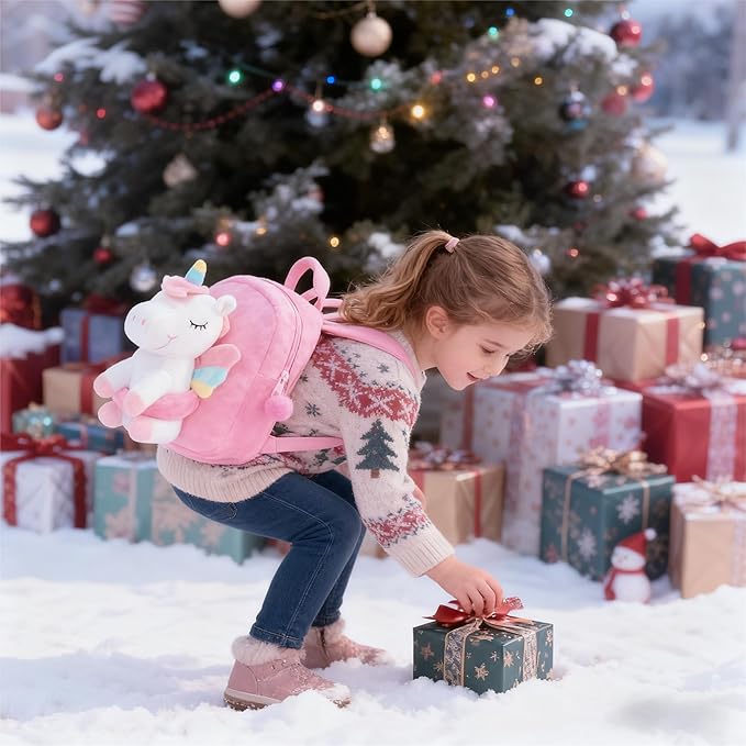 Gloveleya Unicorn Kids Backpack – Soft Plush Toddler Backpack for Girls, Cute Back-to-School Gift, Preschool Bag for Snacks, Toys & Books, Travel & Everyday Use, 9 Inches