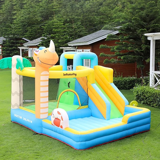 Bounce House Unicorn with Slide - Ball Pit - Basketball Hoop - Blower - Outdoor or Indoor Toddler Bouncy House for Kids 3-8