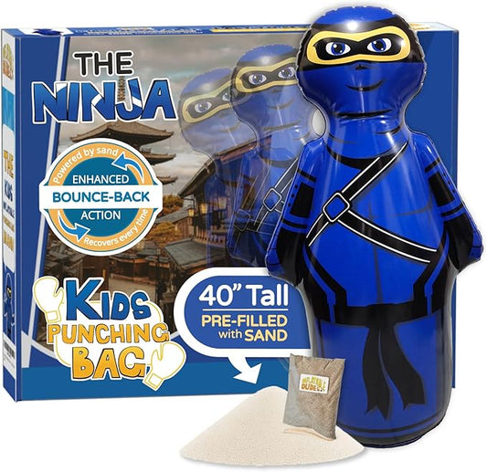 INFLATABLE DUDES Ninja Toy 40 Inches -Kids Punching Bag | Already Filled with Sand| Bop Bag | Inflatable Bopper | Boxing | Ninja Birthday Party | Punching Bag for Kids- (Little Dudes Nobi)