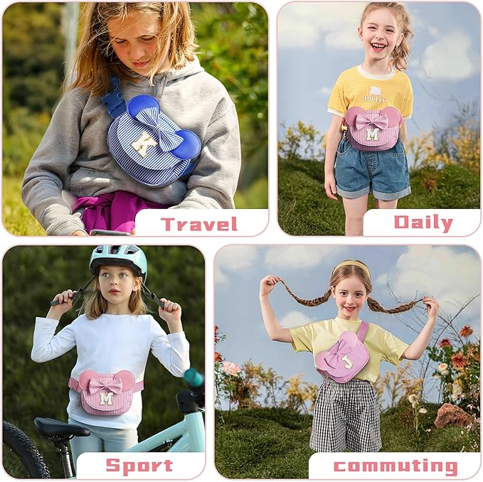 Daughter Gifts - Birthday Gifts for 3 4 5 6 7 8 9 10 11 12 13 Year Old Girls, Initial Fanny Pack Crossbody Bag Belt Bag Purse for Teen Girls Bean Pink Q