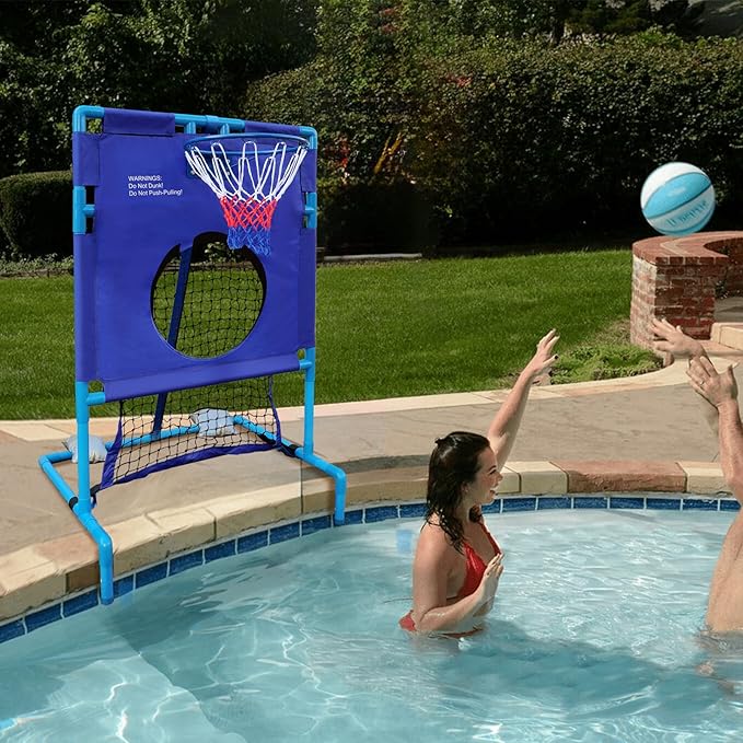 2-in-1 Pool Goal Set - Football & Basketball Fun for Everyone!