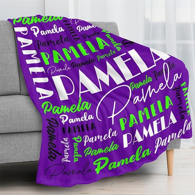 Name Blanket Personalized Blanket for Adult Kids Flannel Customize Throw Blanket Custom (Color 28, 60 x 80 Inches)