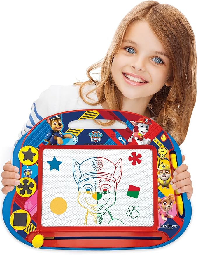 LEXiBOOK Paw Patrol Multicolor Magic Magnetic Drawing Board, Artistic Creative Toy for Girls and Boys, Stylus Pen and Stamps, Red/Blue, CRPA550