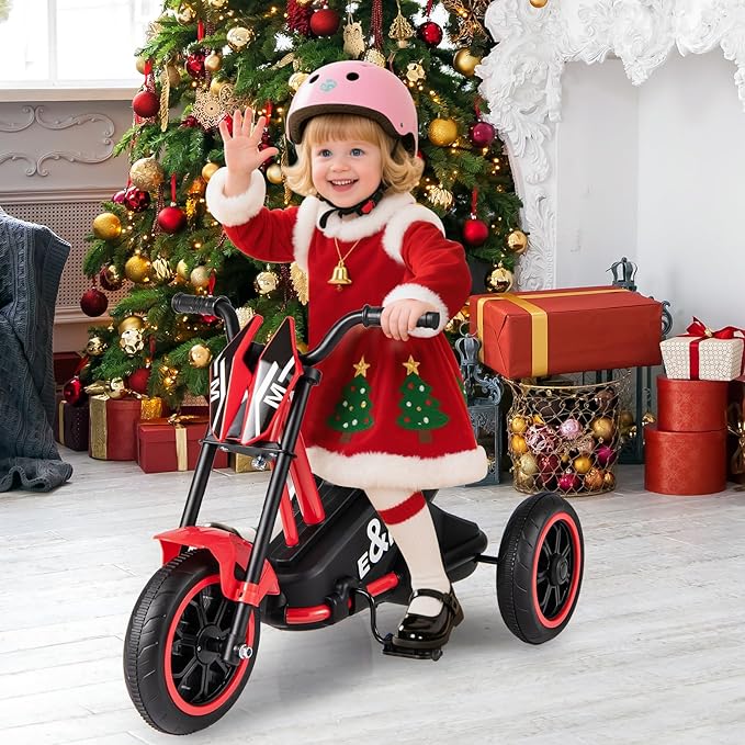 BABY JOY Kids Tricycle, 3-Wheel Toddler Bike with Foot Pedals, Forward/Backward, Toddler Tricycle Ride on Trike with Steering Handlebars, Toy Gift for Boys Girls Aged 3+ (Red)