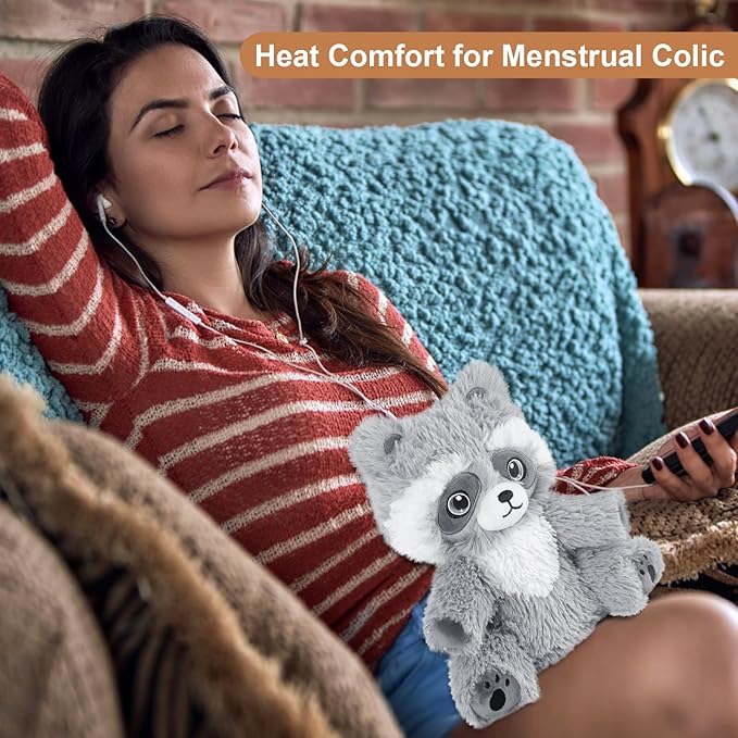 Heatable & Coolable Raccoon Stuffed Animal, Microwavable Heating Pad Plushies for Soothing & Relaxation, Heated Stuffed Animals with Lavender Scented, Stuffed Plush Raccoon Gifts