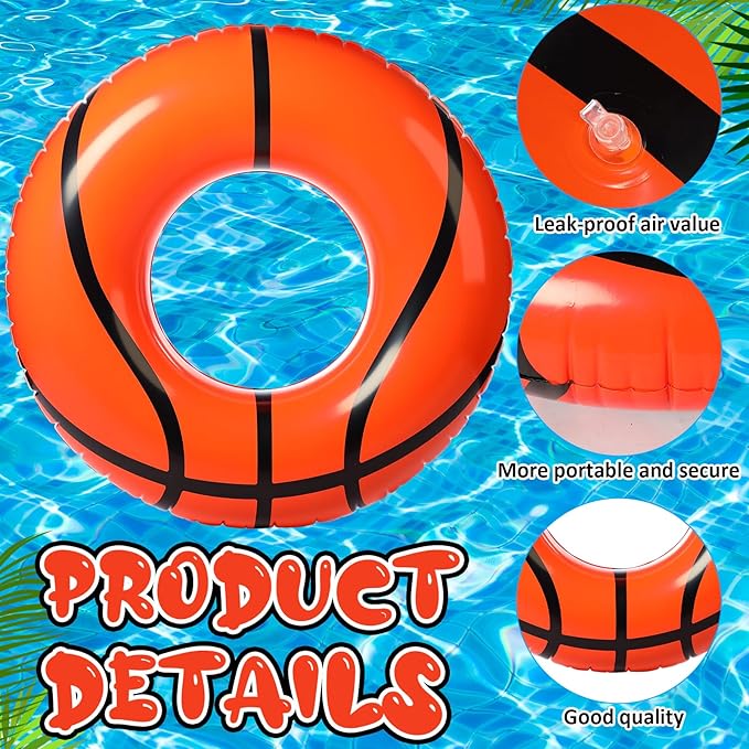 ShinyRelief 2 Pcs Footabll Baseball Soccer Basketball Sport Inflatable Pool Ring Floats Ring Adult Size Inflatable Floats Swimming Pool Tubes Beach Sports Party Lake Use Summer