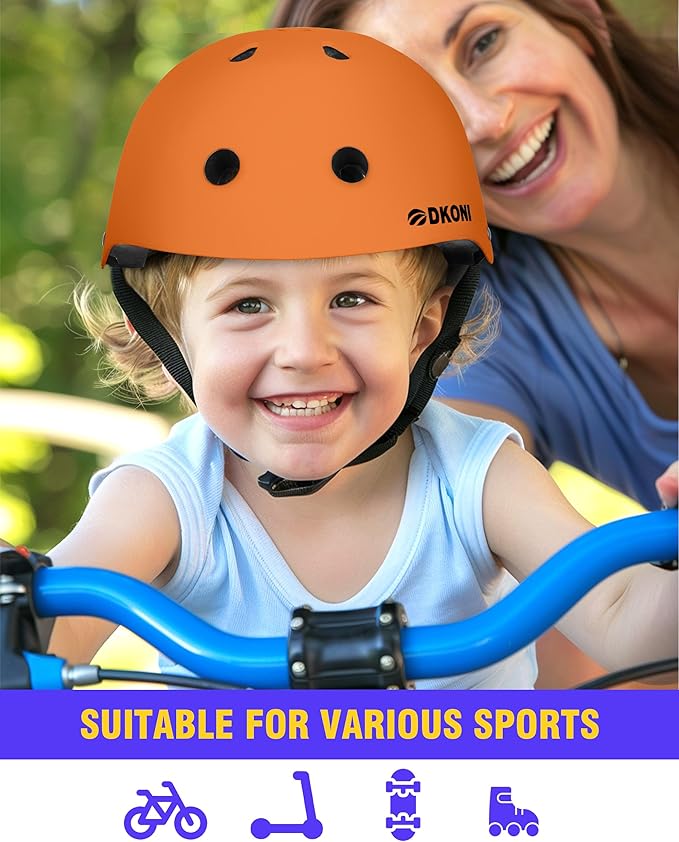 Kids Bike Helmet, Adjustable and Multi-Sport, from Toddler to Youth, 3 Sizes