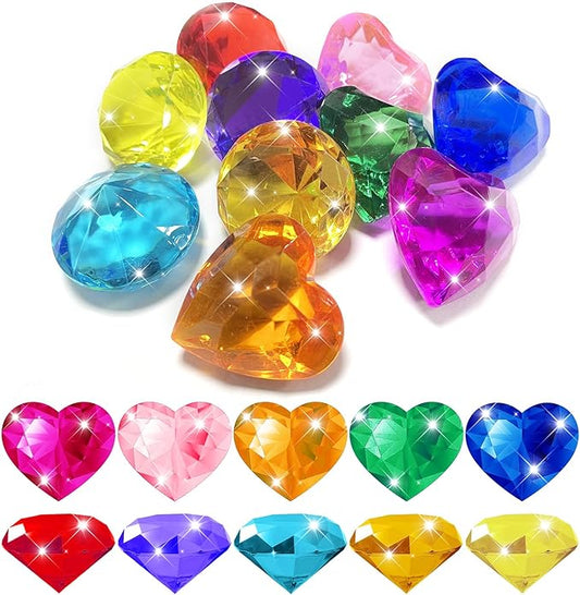 Diving Gems Pool Toys, 10 PCS Colorful Big Diamond Pool Diving Toy for Kids Ages 4-8, Sinking Swimming Pool Toys, Underwater Swimming Toys Water Games Gifts for Kids Summer Pool Party Favors