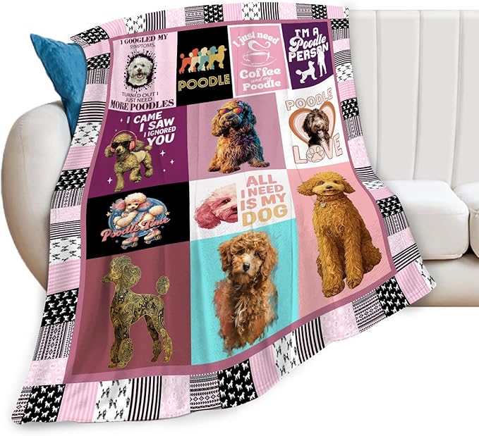 Poodle Throw Blanket Poodle Puppy Stuff Gifts for Dog Lover Kids Girls Boys Adults Women Men Soft Cozy Warm Plush Fluffy Fuzzy Fleece Blanket Decor 60''X80''