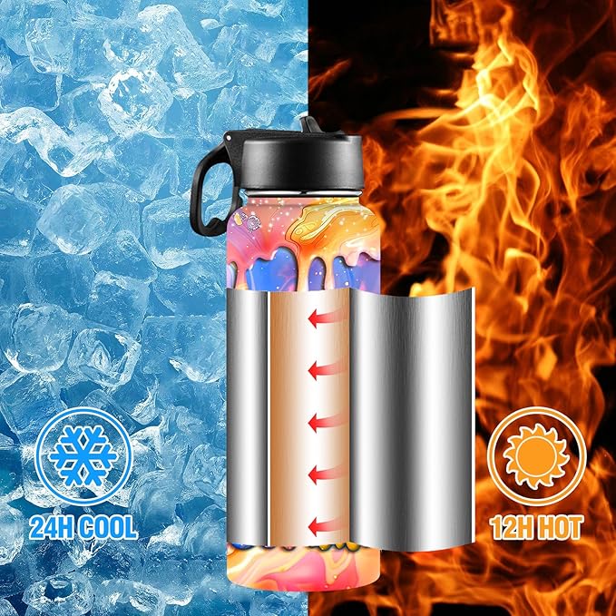 M YESCUSTOM Personalized Water Bottles for Kids with Straw Lid Custom Sports Water Bottle for School Personalized Names Stainless Steel Double Wall Insulated Cup Customized Gifts for Boy Girl Style14