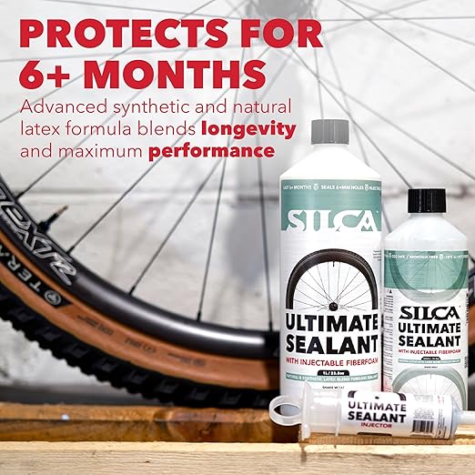 SILCA Ultimate Tubeless Tire Sealant, 500ml – Tubeless Bike Sealant Proactively Seals Punctures Up to 7.5 mm, Injectable Through Valve & Stays Liquid 6+ Months in All Weather Conditions