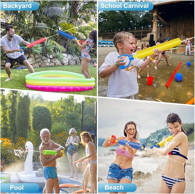 Water Guns, 40 Ft Water Squirter Toys Foam Soakers Blaster Guns Outdoor Swimming Pool Beach Summer Party Water Toys for Kid Age 3-12 Teens Adults-6 Pack