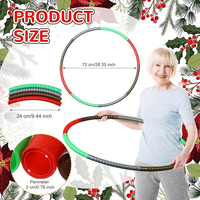Sratte 12 Pcs Toy Hoop for Kid Detachable Adjustable Toy Hoop Colored Exercise Ring Plastic Circle for Kid Teen Gymnastics Equipment Require Self Assembly(28 Inch,Red, Gold, Silver, Green)