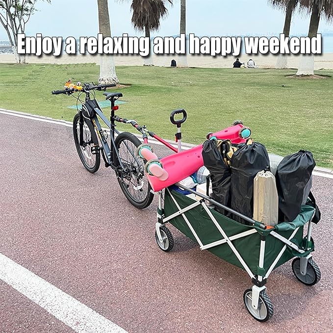 Bike Trailer Hitch for Portable Folding Wagon Bike Trailer Connector for Pet Cart Bicycle Trailer Collapsible Steel Garden Cart for Grocery Sports Garden Shopping Camping