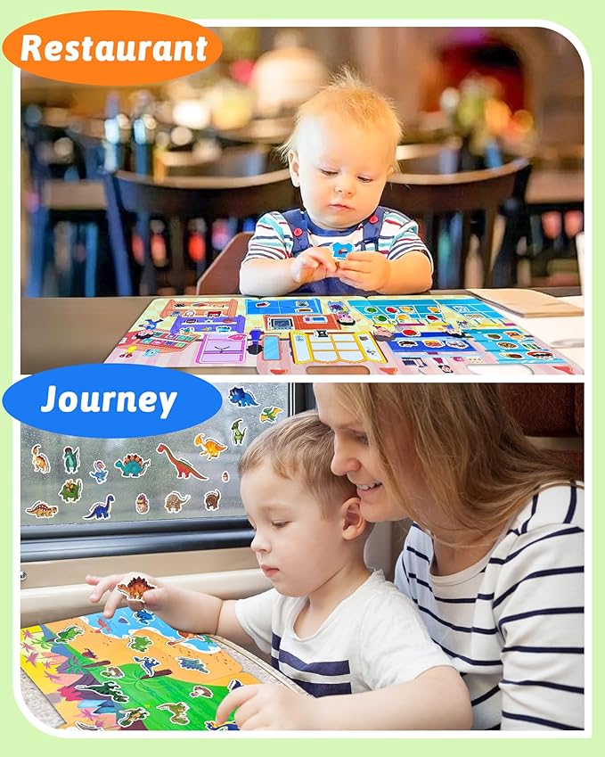 Benresive Reusable Sticker Book for Toddlers 2-4 Years, 3 Sets Travel Stickers for Kids, Waterproof Sticker Books for Toddlers 1-3, Crafts Activities for Todddlers 1-3 2-4 3-5