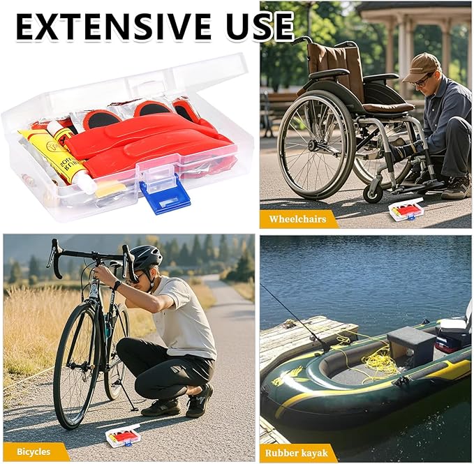 80pcs Bike Tire Repair Kit, Self-Adhesive Bike Tire Patch Kit, Bike Tool Kit with Portable Storage Box and Valve Converter, Bike Repair Kit for Mountain Bikes, Commuter Bikes, Motorcycles