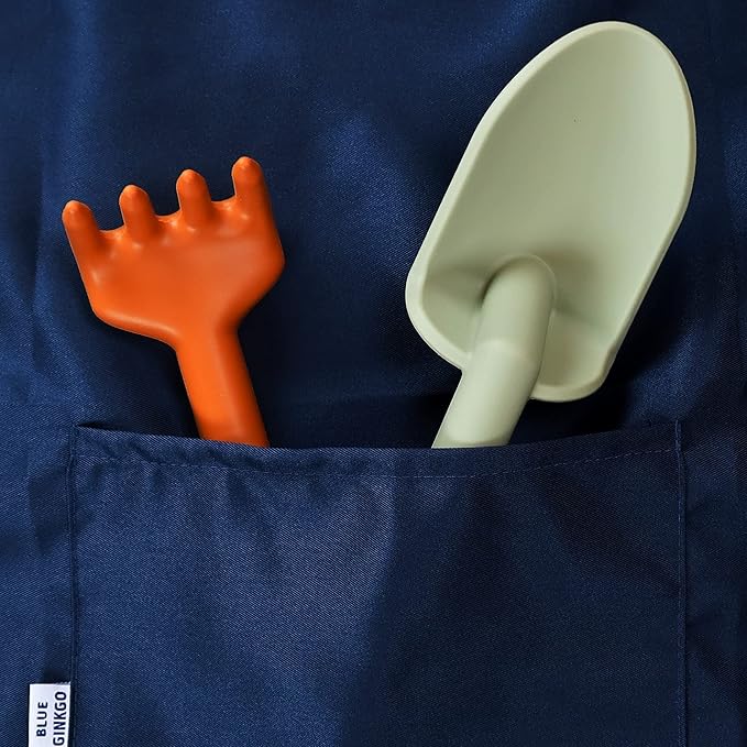 BLUE GINKGO Toddler Gardening Tools - Silicone Beach Toys, Garden Toys for Toddlers | Kids Shovel and Rake Set, Watering Can, Sand Molds | Outdoor Baby Gardening Set (Green)