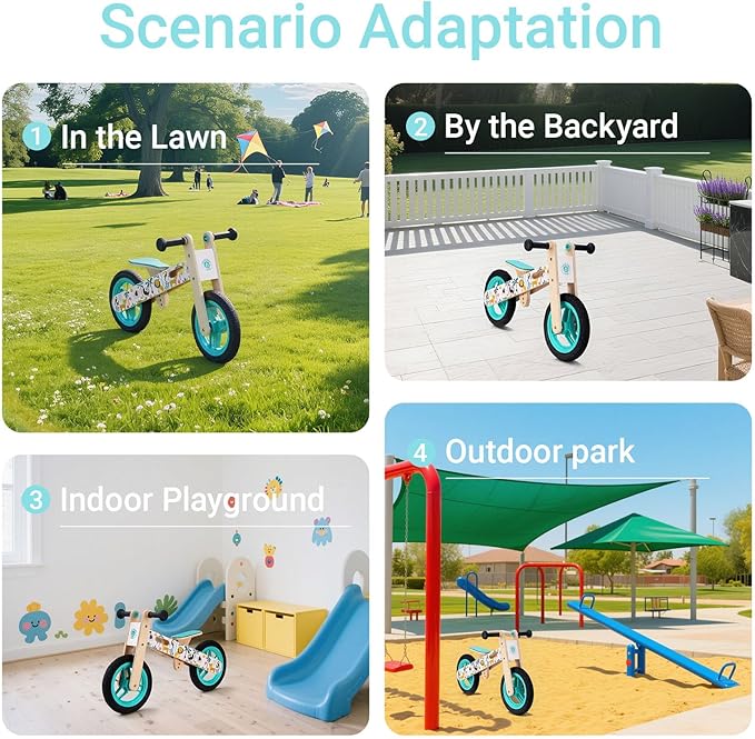 Wooden Toddler Balance Bike, Kids Balance Bike for 3 Year Old with Adjustable Seat, No Pedal Toddler Bicycle for Kids 3-5 for Boys and Girls Birthday Gifts Toys