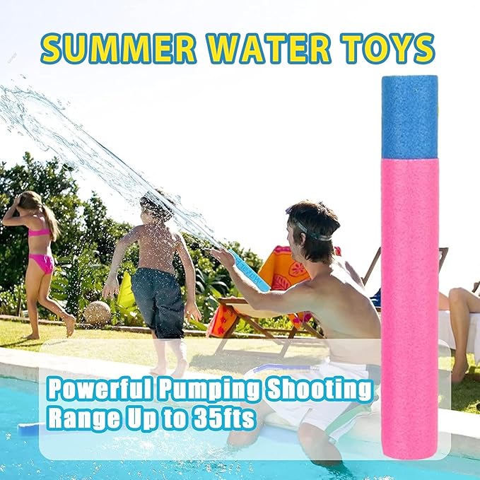 4-Pack Water Blaster Soaker Guns Set,Squirt Guns,Squirt Guns for Kids,Pool Squirt Toys,Pool Water Gun,Ranges up to 40 feet,Outdoor Water Toys for Kids (4-Pack Cylinder Water Guns)
