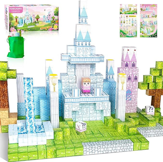 Magnetic Blocks, 150 PCS Magnetic Building Blocks Set, Castle Magnet Building Cubes, Magnet Tiles Stacking Toys for Kids, STEM Sensory Toys for Girls Boys 3 4 5 6+ Years Old, Birthday