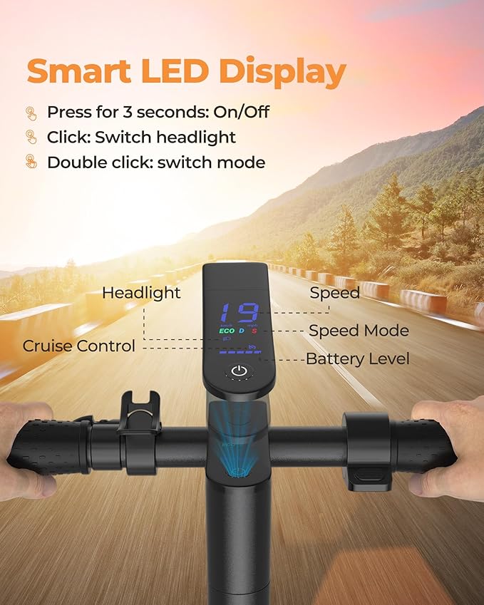 NAVIC Electric Scooter with Dual Suspension/Braking, 350W/500W Motor, 19/22 Mph, Max 22/27/49Mi Range, Foldable E Scooter for Adults with App