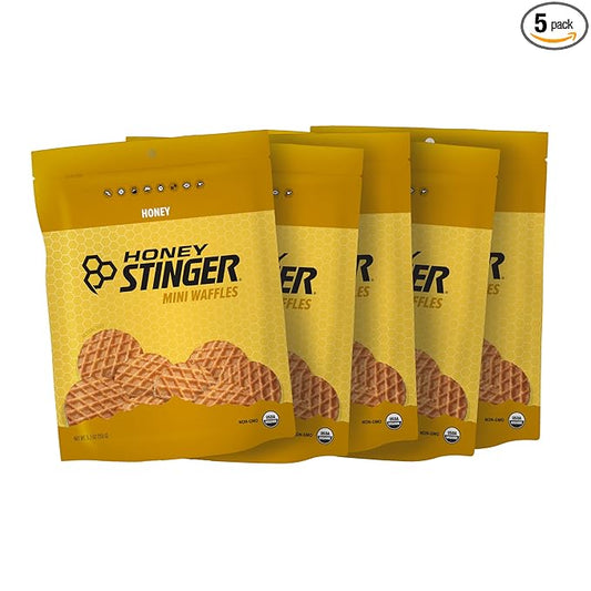 Honey Stinger Organic Mini Honey Waffles, Energy Stroopwafel for Exercise, Endurance and Performance, Sports Nutrition for Home & Gym, Pre and Post Workout, 5 Bags, 26.5 Ounce