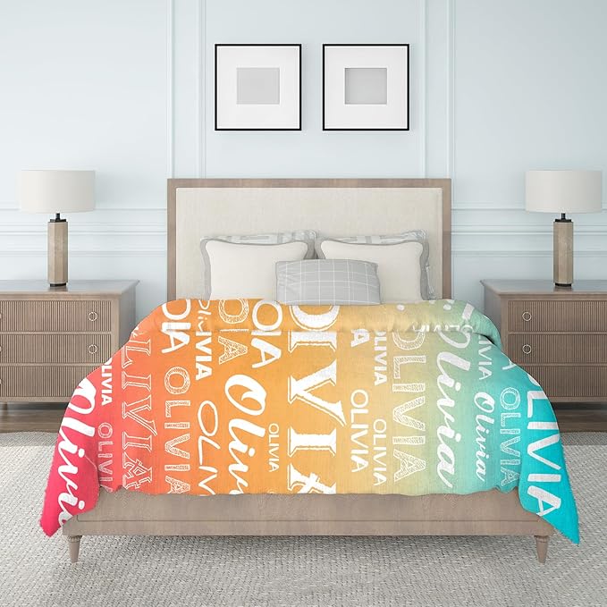 Ship Next Day, Personalized Baby Blanket with Name - Printed in USA, Custom Name Blanket for Boys Girls Kids, Customized Flannel Blankets Gifts for Teen Shower Toddlers Christmas Brithday