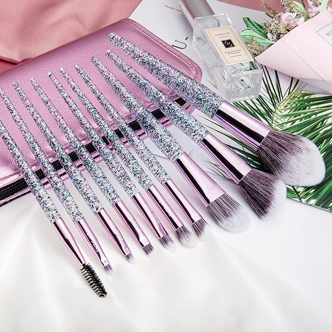 Glitter Makeup Brushes Set with Case, Vegan Makeup Brush Set Professional, Colorful Cosmetic Brushes Makeup Set, Make up Brush Vegan, Make up Brushes Set Professional, Makeup Brush Set Vegan