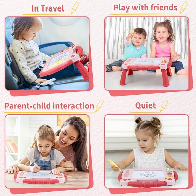 Magnetic Drawing Board, Sketch Doodle Board Pad Toy, Educational Learning Toys for Toddlers 1-3, Learning Toys for Baby Kids Boys Girls 1 2 3 Year Old Birthday Gift (Red)