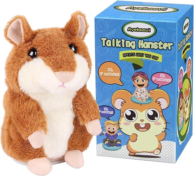 Ayeboovi Toddler Toys Talking Hamster Repeats What You Say Interactive Fun Kids Toys for Ages 2-4 Birthday Gift | Stuffed Animals Autism Toy Gifts for 2 3 4 5+ Year Old Girls Boys