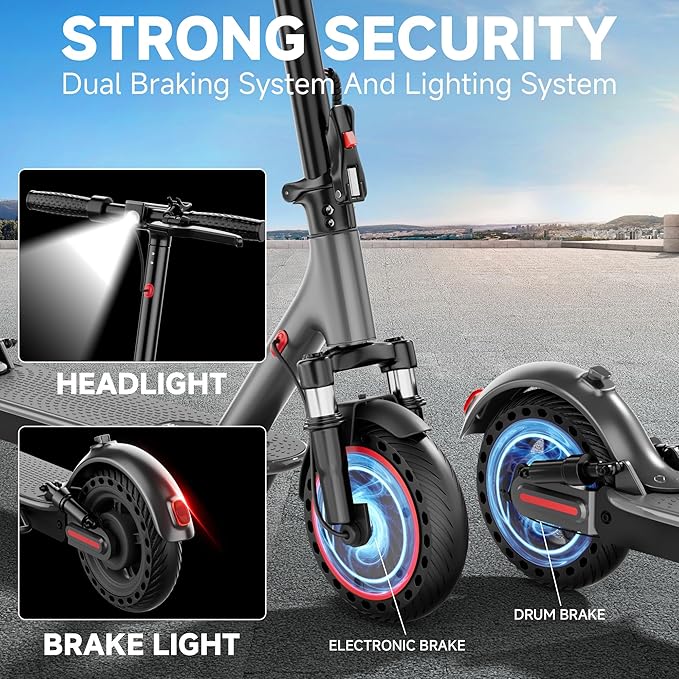 Electric Scooter for Adults, Folding E Scooter with 350W/500W Motor 16/21 Mph Top Speed, Max 19-23 Miles Long Range, 8.5''/10'' Solid Tires Commuting Scooters with Dual Brakes System, APP