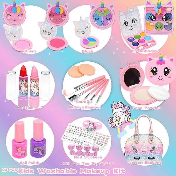 Kids Makeup Sets for Girls - Kids Makeup Sets for Girls 5-8, Maquillaje para Niñas, Play Make Up Kit, Best Toys for Little Girl,Princess Toddler Kid Stuff, Ages3456789 10 Year Old Girl Birthday Gifts
