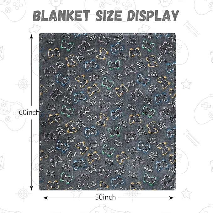 Gamer Game Controller Gifts Toys for Boys,Glow in The Dark Gaming Blanket,Christmas Birthday Presents Decor for Kids Age 3-14 Year Old Son Teen Child Toddler Soft Luminous Kid Blanket 50"x60"