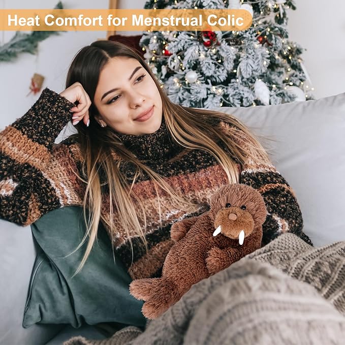 Warming Walrus Stuffed Animals, Microwavable Stuffed Animal Heating Pads for Soothing, Anxiety and Stress Relief, Cuddly Companion Plush Toys Gifts for Kids & Adults