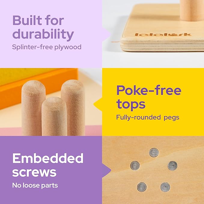 lalalark Montessori Toys for 1 2 3 Year Old Boy Girl, Wooden Sorting & Stacking Toys, Shape Sorter Baby Toy, Educational Sensory Toys for Kids, Wooden Blocks for Toddler 1-3, Christmas Birthday Gifts