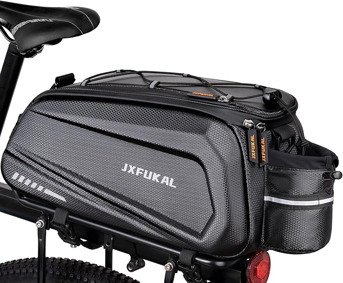 JXFUKAL Bike Bags for Bicycle Rear rack - 9.5L/17L/40L Hard Shell Waterproof Bike Ebike Trunk Pannier Saddle Seat Bag Carrier with Reflector, Rain Cover & Shoulder Strap for Commuter Travel Outdoor